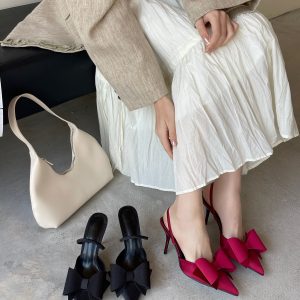 2025 New Fashion Pointed Toe Bow Strap Women's Sandals