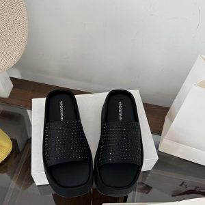 Summer New Square Toe Open Toe Platform Wedge Slippers for Women